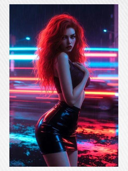 Neonrote Femme in Glanz