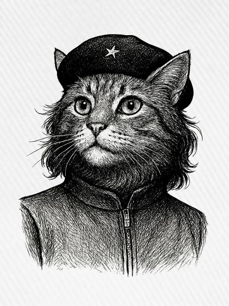 Katze mit Baskenmütze