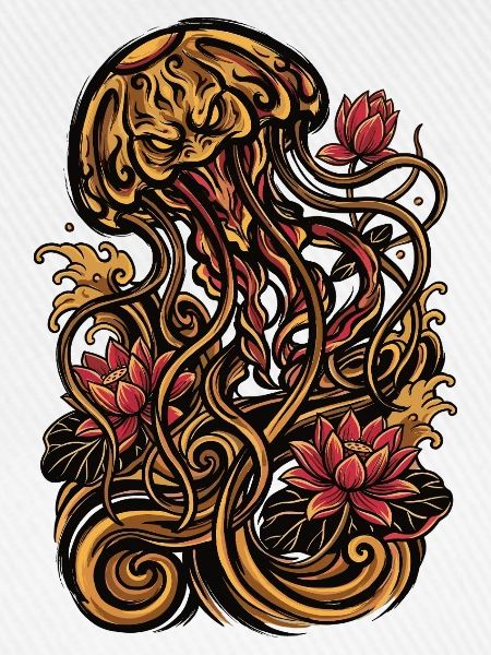 Quallen-Tattoo-Ästhetik Grafik