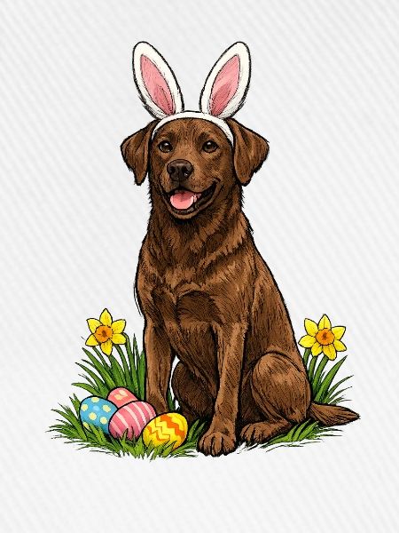 Osterlabrador mit Hasenohren