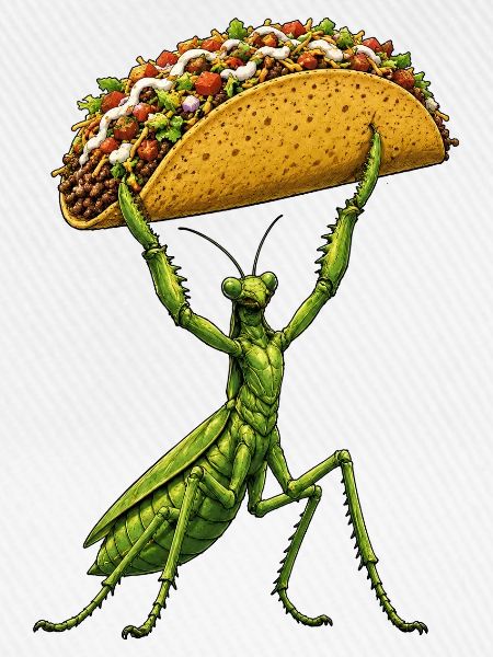 Gottesanbeterin Comic Taco Mexikanisch Essen
