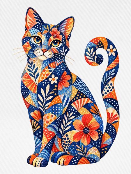 Patchwork Katze Blütenmuster