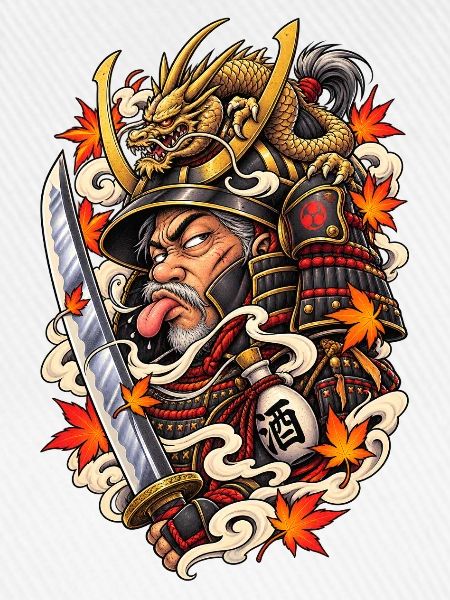 Samurai Drache auf Stahlhelm