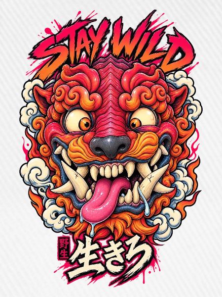Stay Wild Tiger Neon Kopf