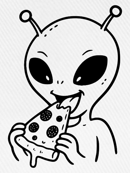 Alien mit Pizza