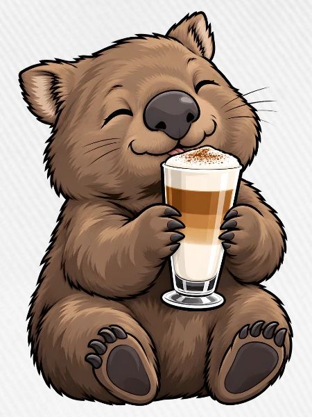 Wombat mit Latte Macchiato