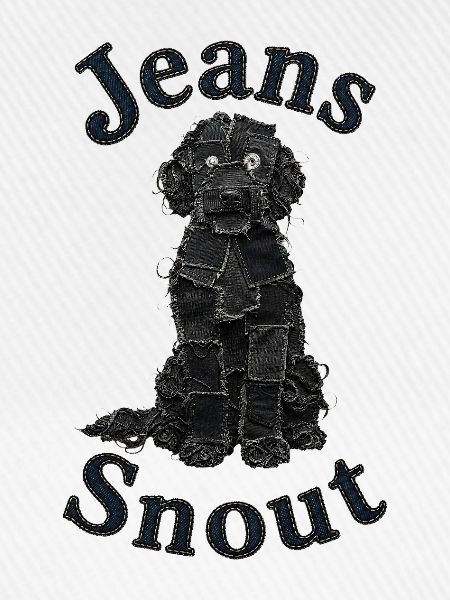 Schwarzer Doodle im Jeansflicken-Stil