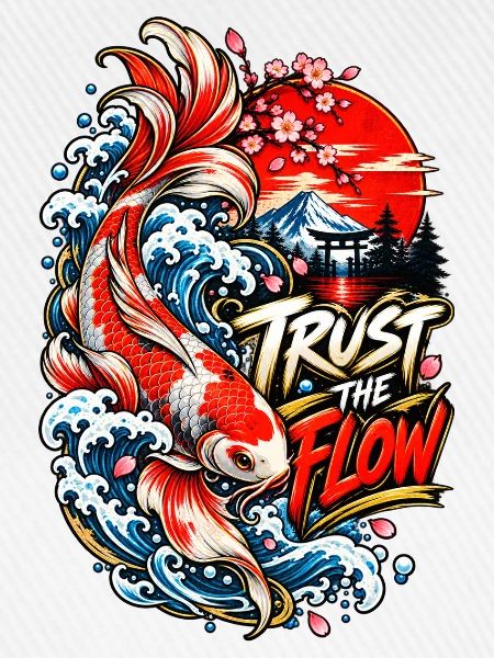 Koi-Fluss Vertraue der Welle