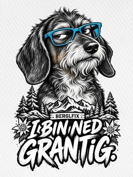 Grantiger Hund mit Brille