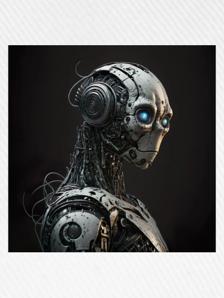 Blauäugiger Cyborg-Roboter