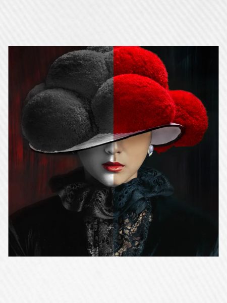 Bollenhut Lady Schwarz - Rot
