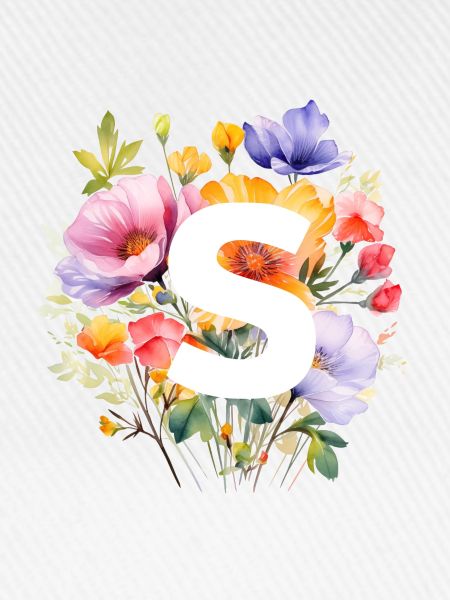 S Monogramm , bunter Blumenstrauss