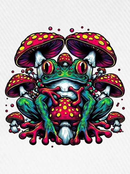 Frosch mit Fliegenpilz