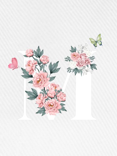 Buchstabe m rosa Blumen
