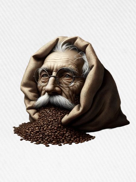 Mann in Kaffeebohnen