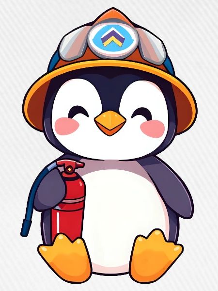 Vorbereiteter Pinguin-Brandschutz-Cartoon