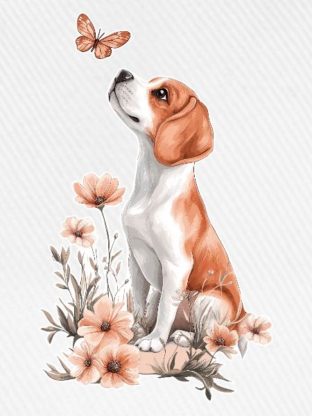Beagle und Schmetterling