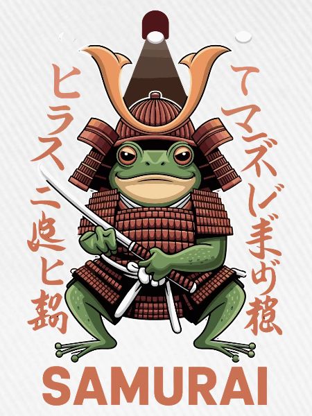  Samurai Frosch Krieger Illustration mit