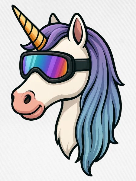 Einhorn mit cooler Skibrille