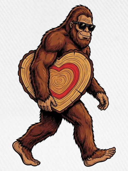 Sasquatch mit Holzherz