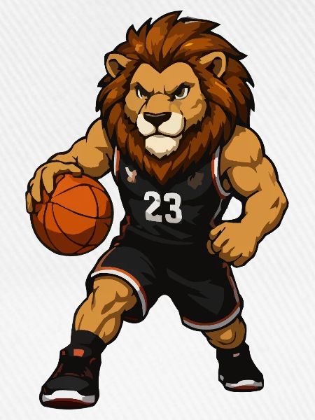 Löwe im Basketballtrikot mit Nummer 23