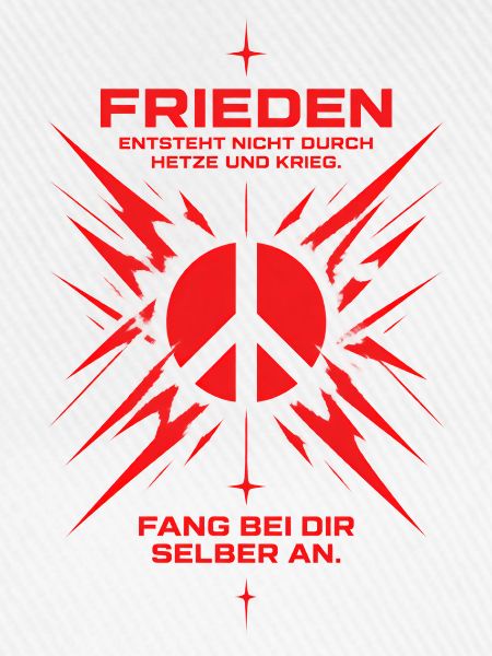 Rotes Friedenssymbol mit Explosionsgrafik