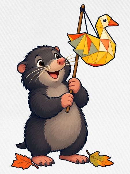 Maulwurf mit fröhlichem Gänse-Lampion