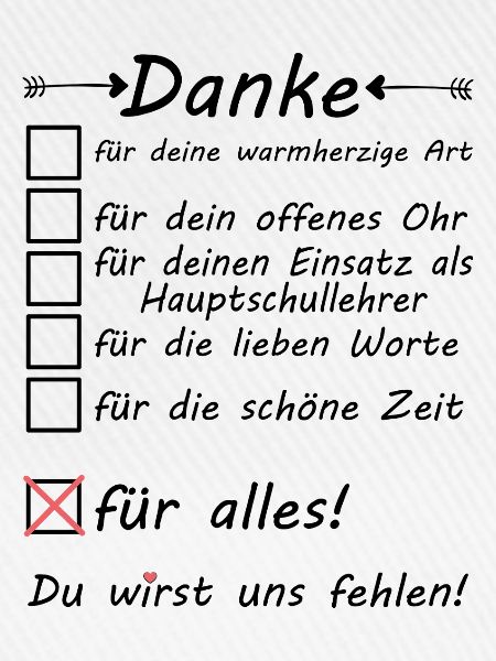Lehrer Hauptschule Abschiedsgeschenk Abschied