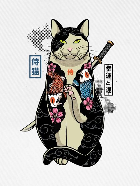 samurai cat - maneki neko