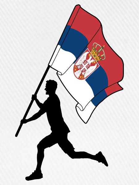 Flagge Serbien Mann läuft