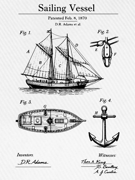 Klassisches Segelschiff-Bauplan
