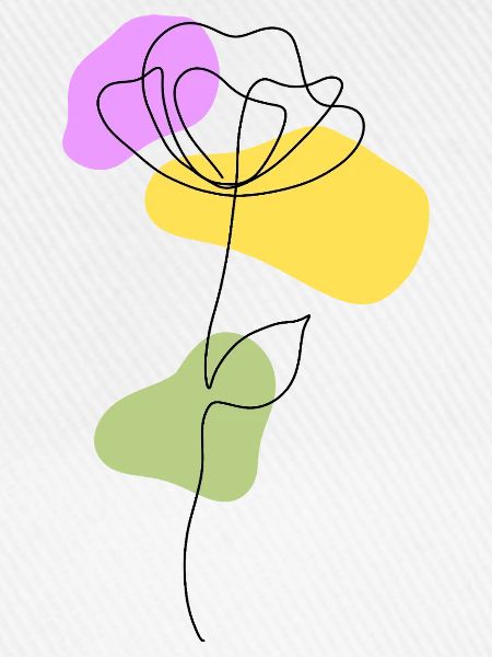 Lineart Blume mit Pastellformen