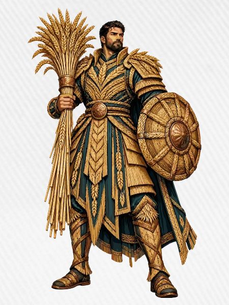 Goldener Ritterkrieger mit Palmenfächer