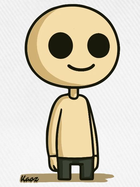Schlichte Comic Figur mit rundem Kopf