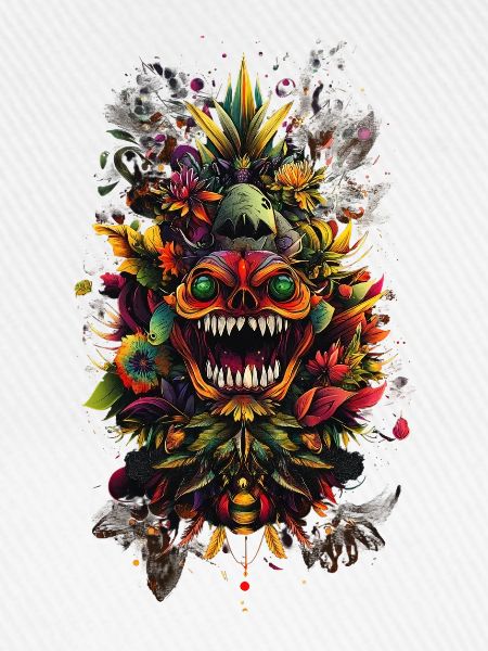 Psychedelischer Blütenkronen-Totem