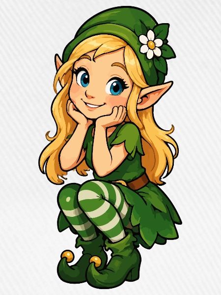 Grüne Elfenfreundin Illustration
