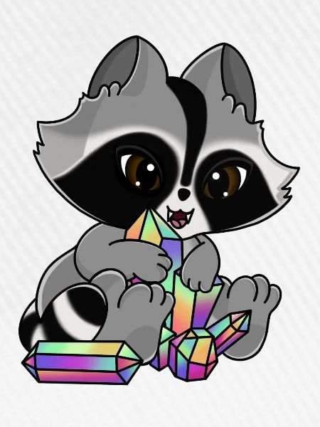 Snuggles der Waschbär mit Kristall