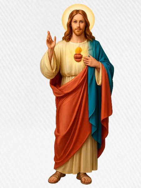 Jesus mit Brot Dreifarbige Gewänder