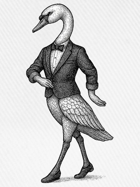 Schwan im Smoking