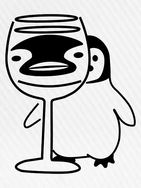 Pinguin hinter Weinglas
