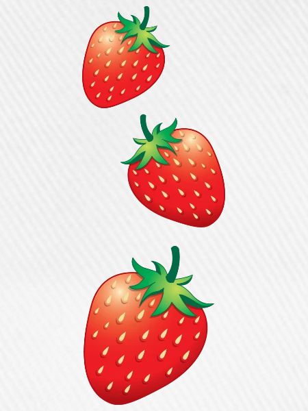 3 Erdbeeren gehen runter