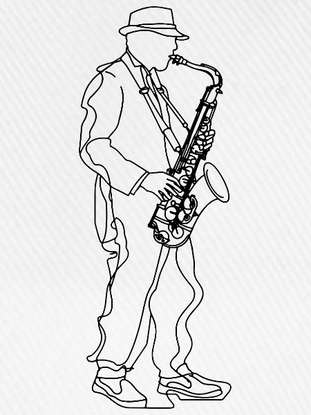 Saxophonspieler Line Art