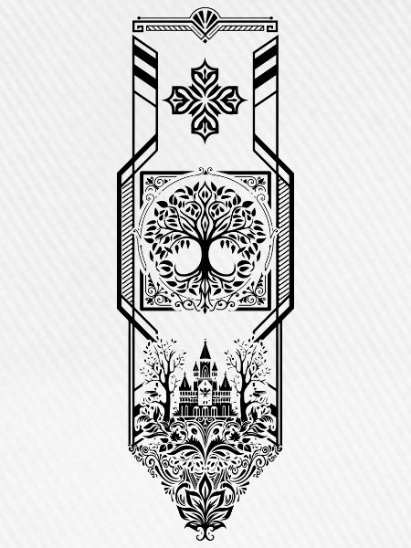 Mittelalterlicher Bannerbaum des Lebens