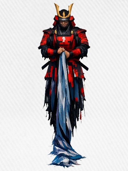 Roter Krieger Samurai Mantel