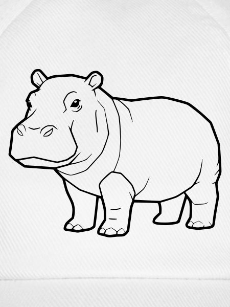 Realistisches Nilpferd Zeichnung Outline