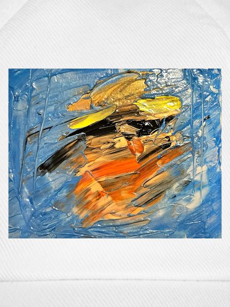 Blauer Farbwirbel im Orange