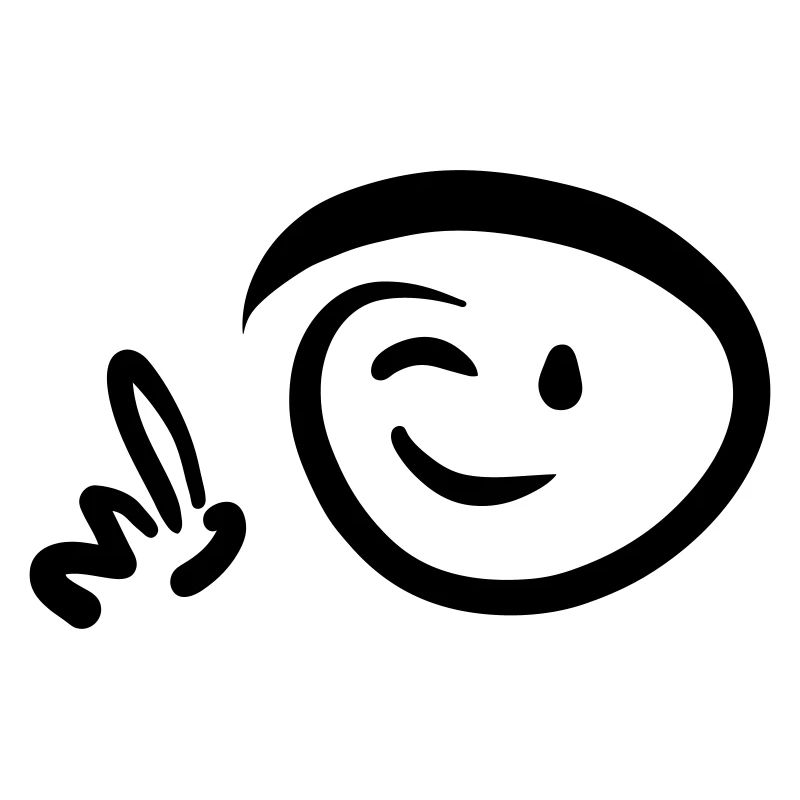 Face winks pointing with finger at something