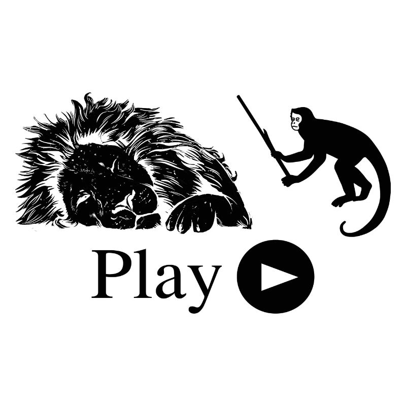Lustiger Affe und Löwe