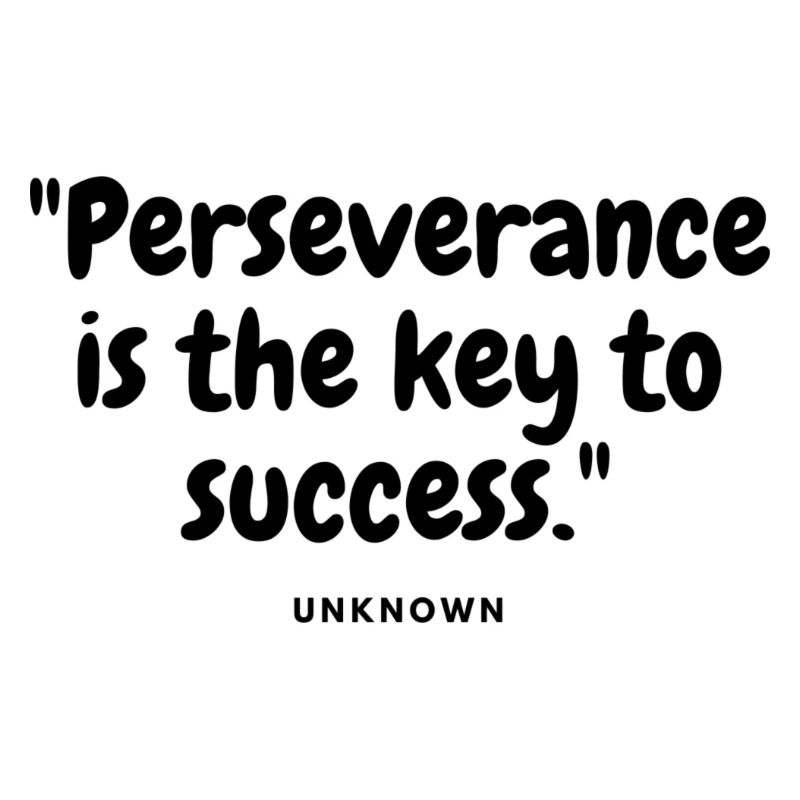 Perseverance is the key to success.