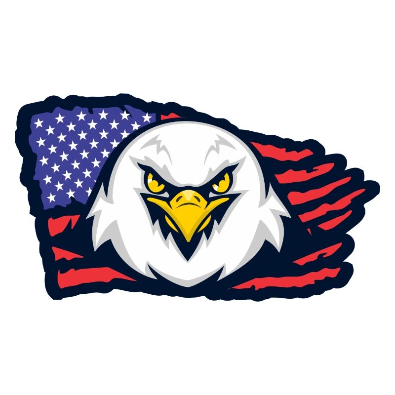 Aigle américain avec drapeau